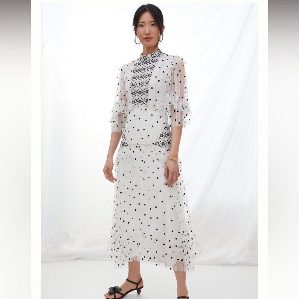 Anthropologie Not So Serious by Pallavi Mohan polka dot dress Size 12 New